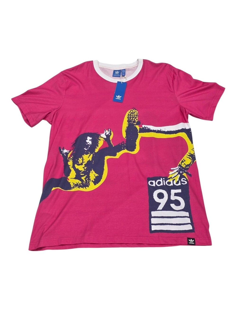 adidas Originals Archive Catalog T-Shirt Pink Retro 95 Soccer Graphic Tee SZ XL